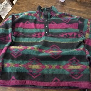Vintage White Sierra Fleece XL  Gorpcore 90s Made In USA Aztec Southwestern